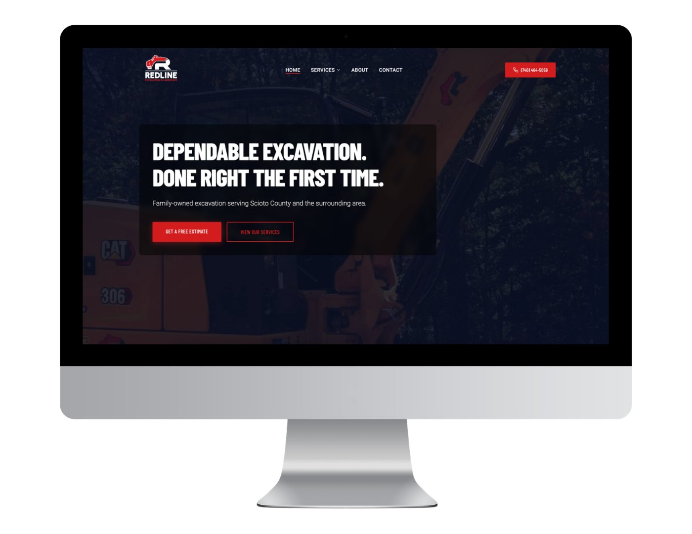 Redline Excavation website mockup