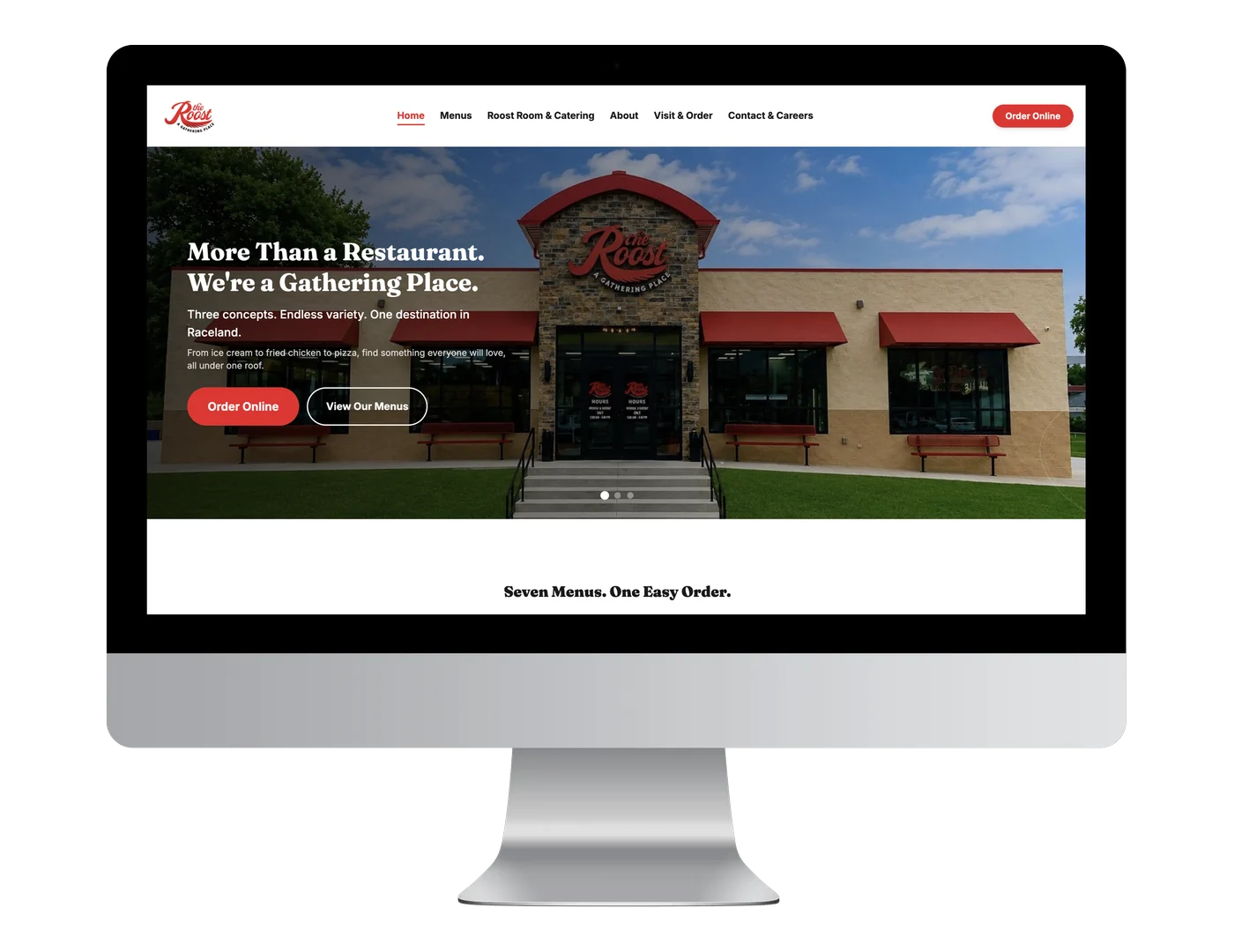 The Roost website on a desktop monitor